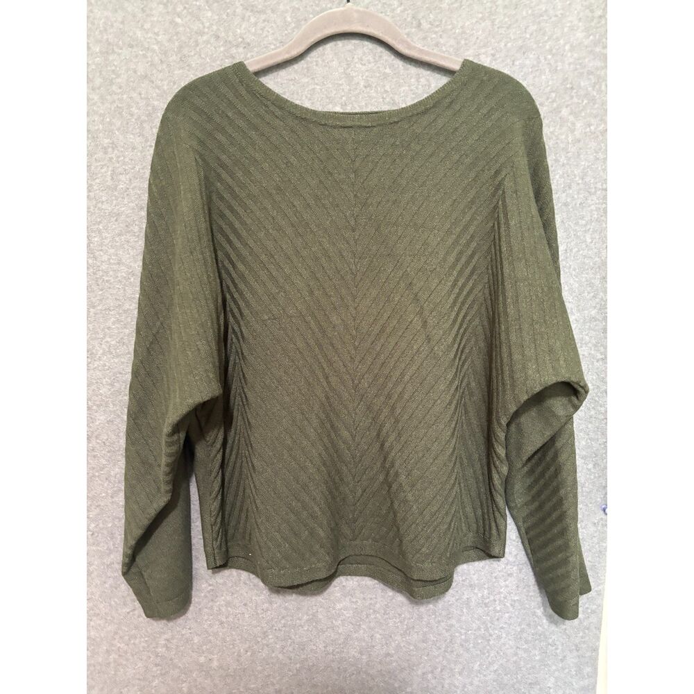 Vila Milano Olive Green Dolman Sweater Lightweight Ribbed Cozy Chic Goblincore L